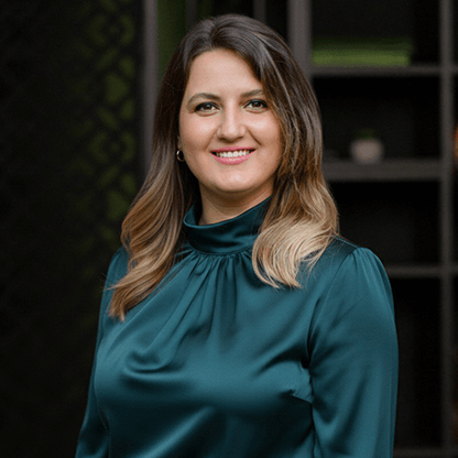 Elena Iurasco, social media and content creator at Image Studio, professional portrait in modern office setting