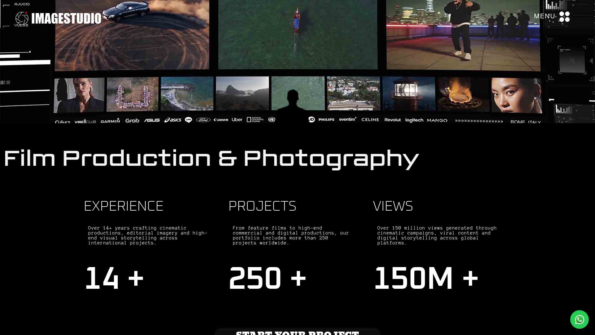 Vetrina di produzioni cinematografiche e fotografiche di Image Studio, con produzioni commerciali cinematografiche, immagini di lusso e progetti creativi realizzati in Italia e in tutto il mondo.