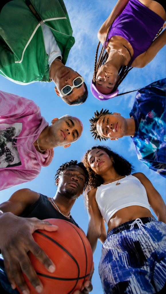 Creative social media production featuring diverse talent in a vibrant lifestyle campaign shoot